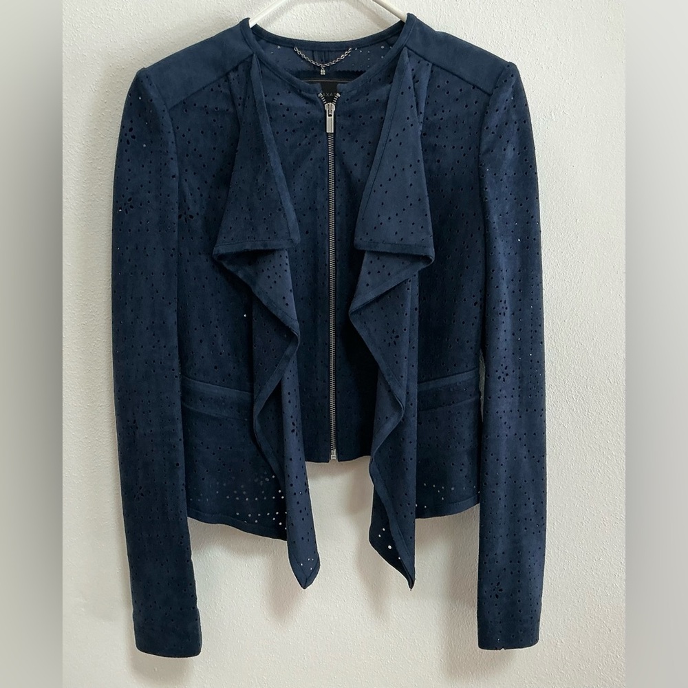 BCBGMaxAzria  Elliot Navy Perforated Jacket Size Small